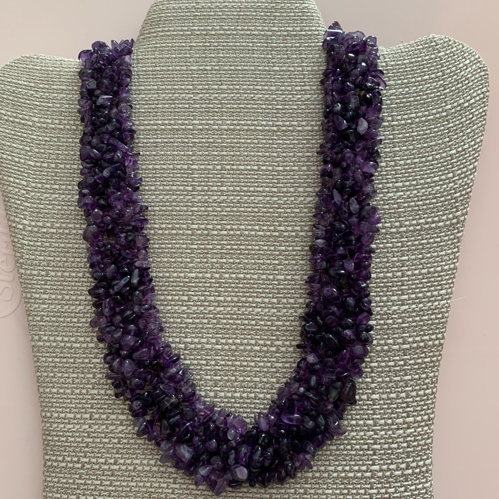 Amethyst stone necklace, 18”
